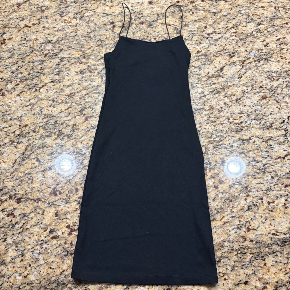 Zara Womens Black Spaghetti Strap Bodycon Midi Dress Small ws